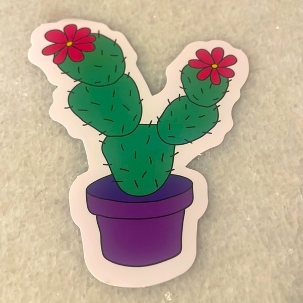 Cactus vinyl sticker purple pot pink floral sticker size large